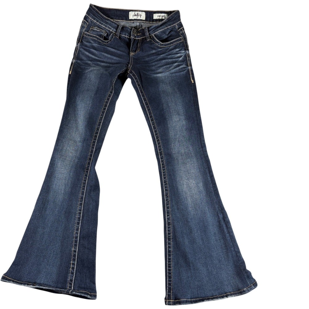 Daytrip Lynx Flare Jeans Womens 25L Blue Dark Washed Western Lowrise Y2K Stretch